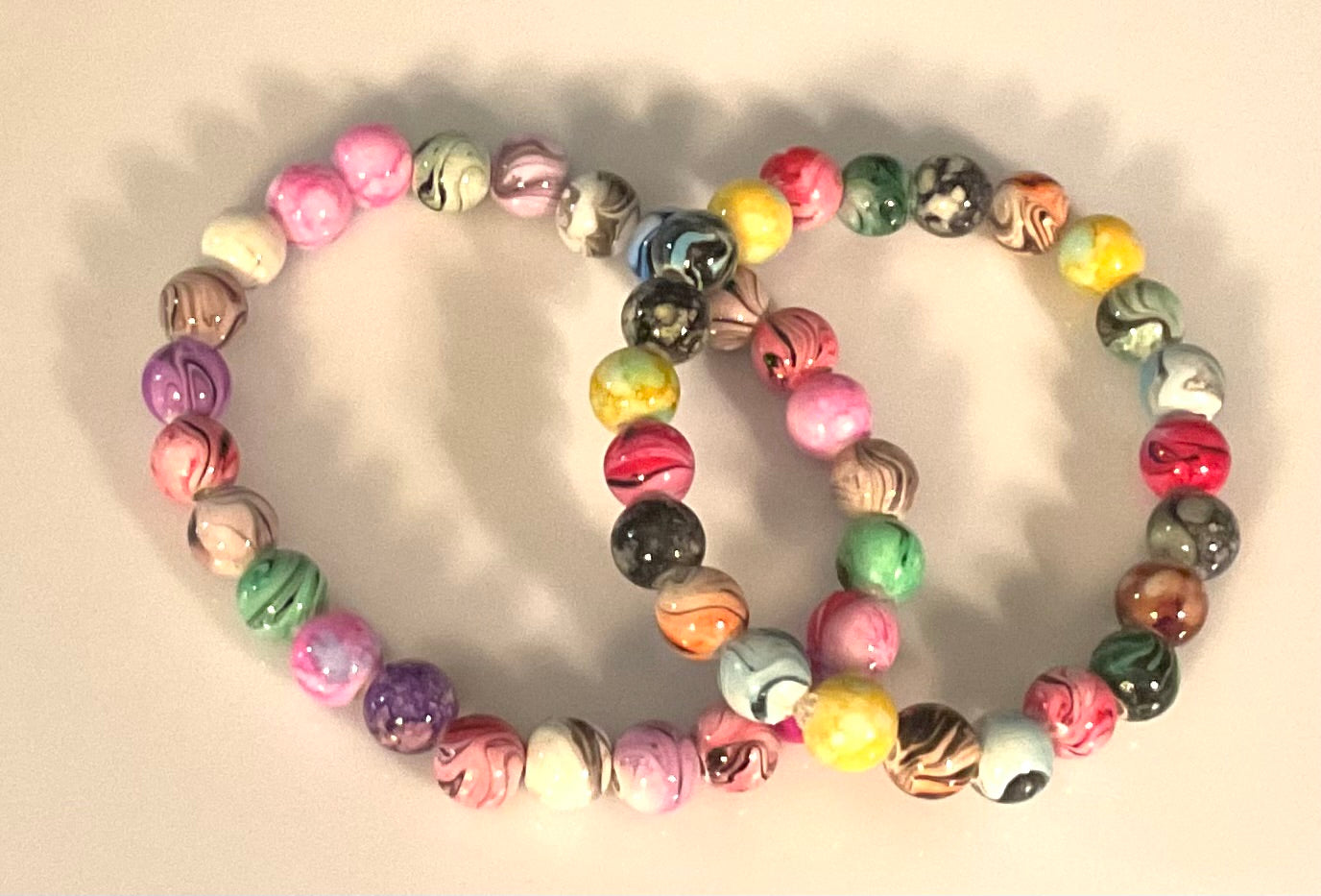 Bright Multi-Color Glass Bead Bracelet Set