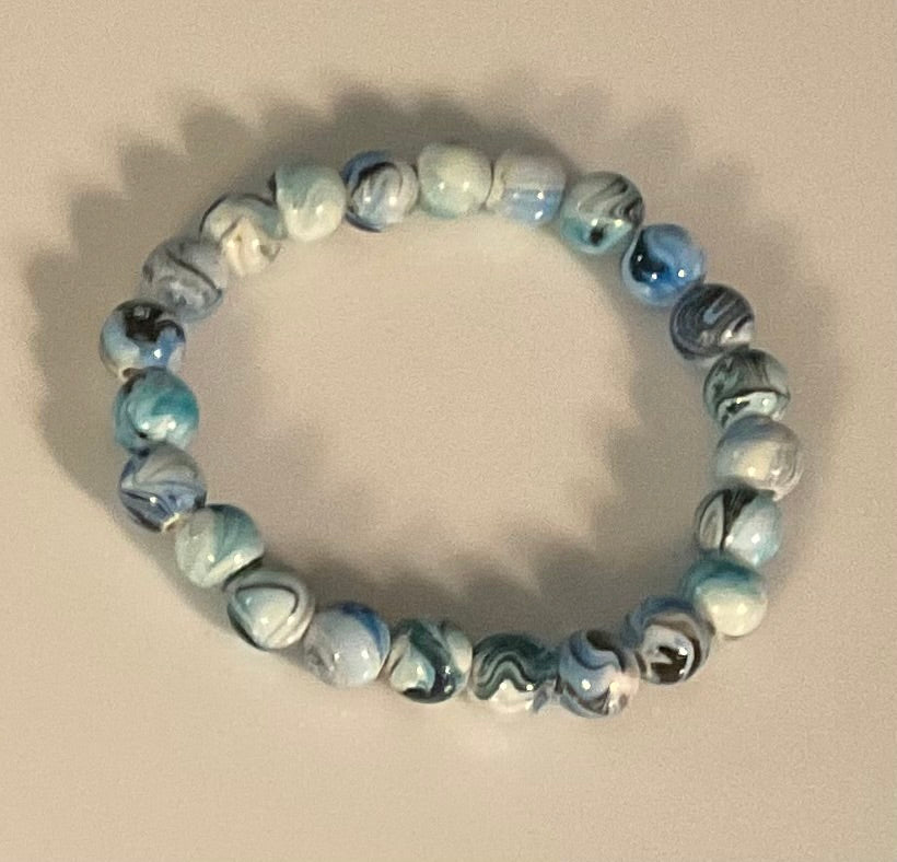 Blue Glass Bead Bracelet