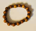 Medium Brown Wood Bead Bracelet with Black Glass Spacers