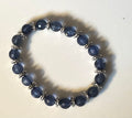 Light Blue Glass Round Bead Bracelet with Silver Spacers