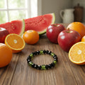 Black & Lime Green Glass Bead Stretch Bracelet