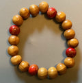 Light Brown Round Wood Beads with Red Wood Accent Beads