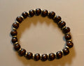Dark Brown Round Wood Beads with Gold Metal Spacers