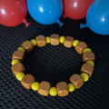 Light Brown Square Wood Bead & Yellow Glass Spacer Bracelet