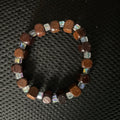 Dark Brown Square Wood Bead & Glass Spacer Bracelet