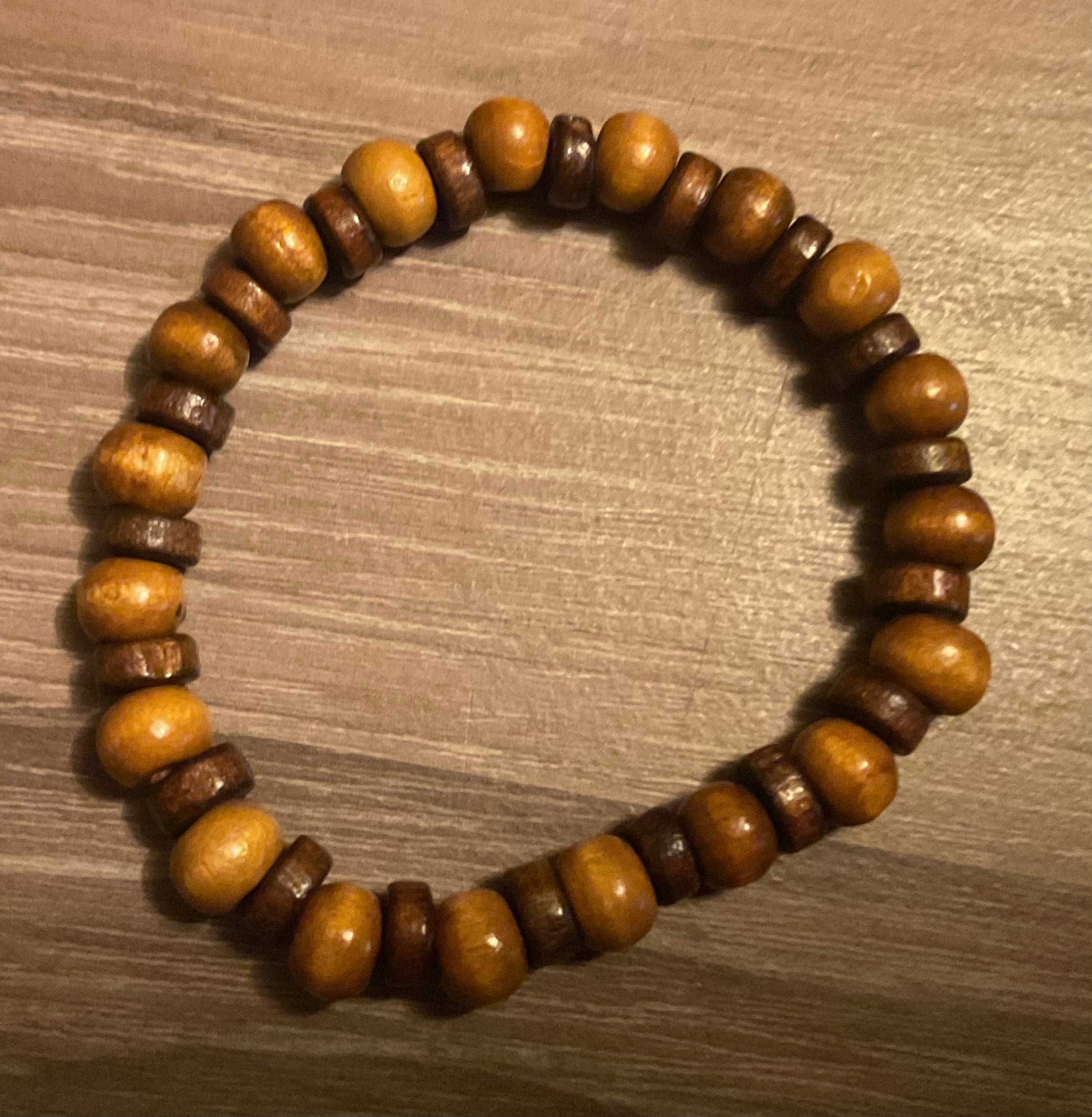 Brown Wood Beads with Black Wood Spacers Bracelet
