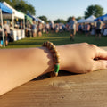 Green Pea Wood & Glass Bead Stretch Bracelet with Silver Spacers
