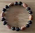 Light Brown Wood Bead & Silver Spacer Stretch Bracelet